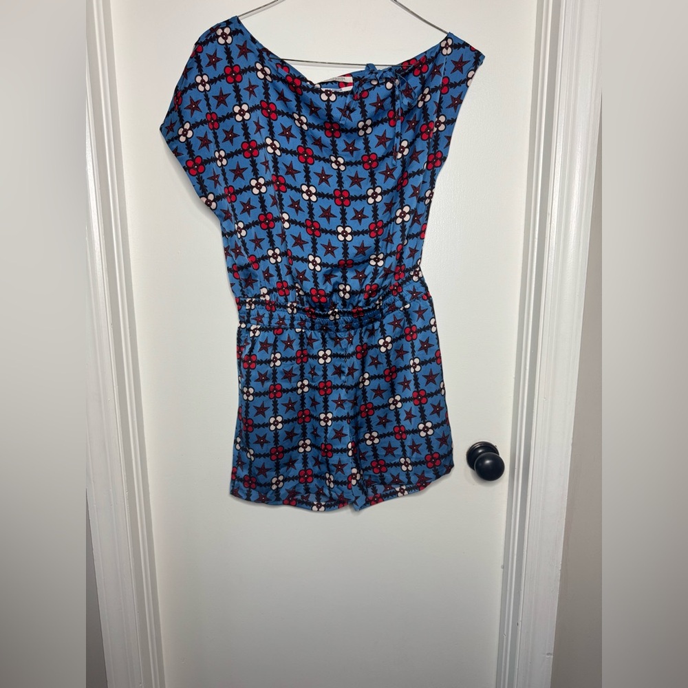 Scotch & Soda One-Shoulder Printed Romper Geometric Blue Multi Combo V size